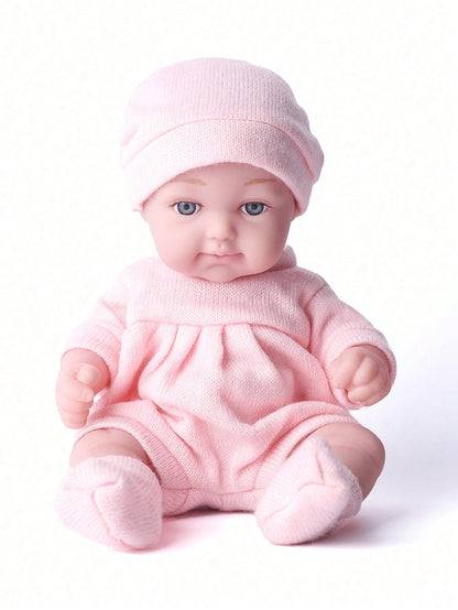 DOLL MEET 1PC Realistic Simulation Newreborn Baby Doll 11 Inches Bowknot Buuny Pattern Hat Stocking & Clothes Birthday Gift For Girl Collection House Reborn Dolls Children Toys