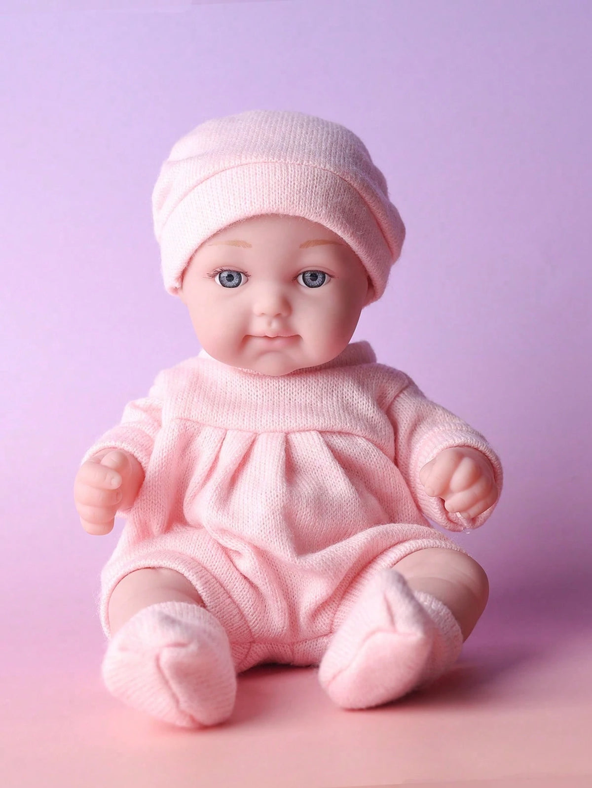 DOLL MEET 1PC Realistic Simulation Newreborn Baby Doll 11 Inches Bowknot Buuny Pattern Hat Stocking & Clothes Birthday Gift For Girl Collection House Reborn Dolls Children Toys