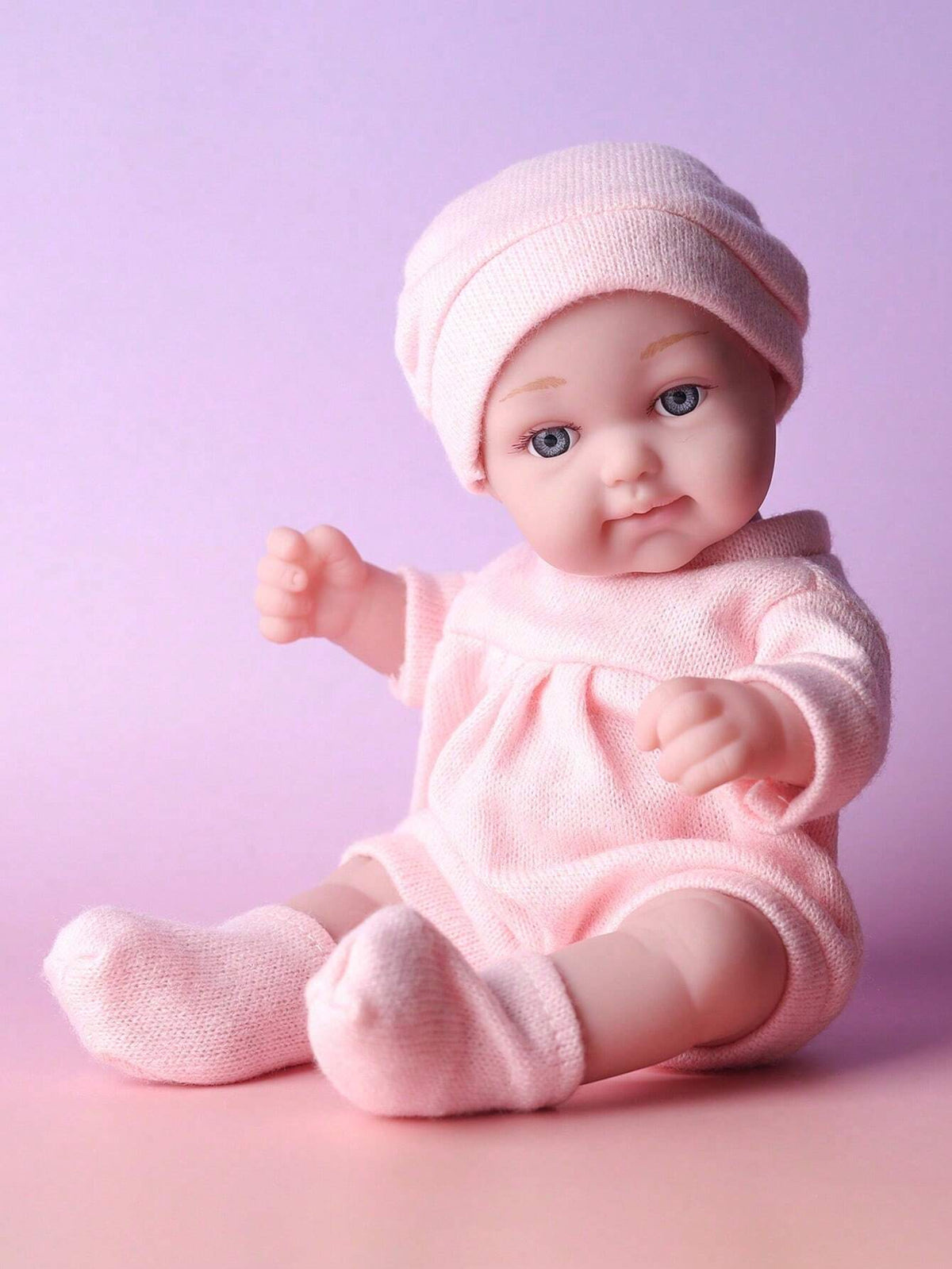 DOLL MEET 1PC Realistic Simulation Newreborn Baby Doll 11 Inches Bowknot Buuny Pattern Hat Stocking & Clothes Birthday Gift For Girl Collection House Reborn Dolls Children Toys