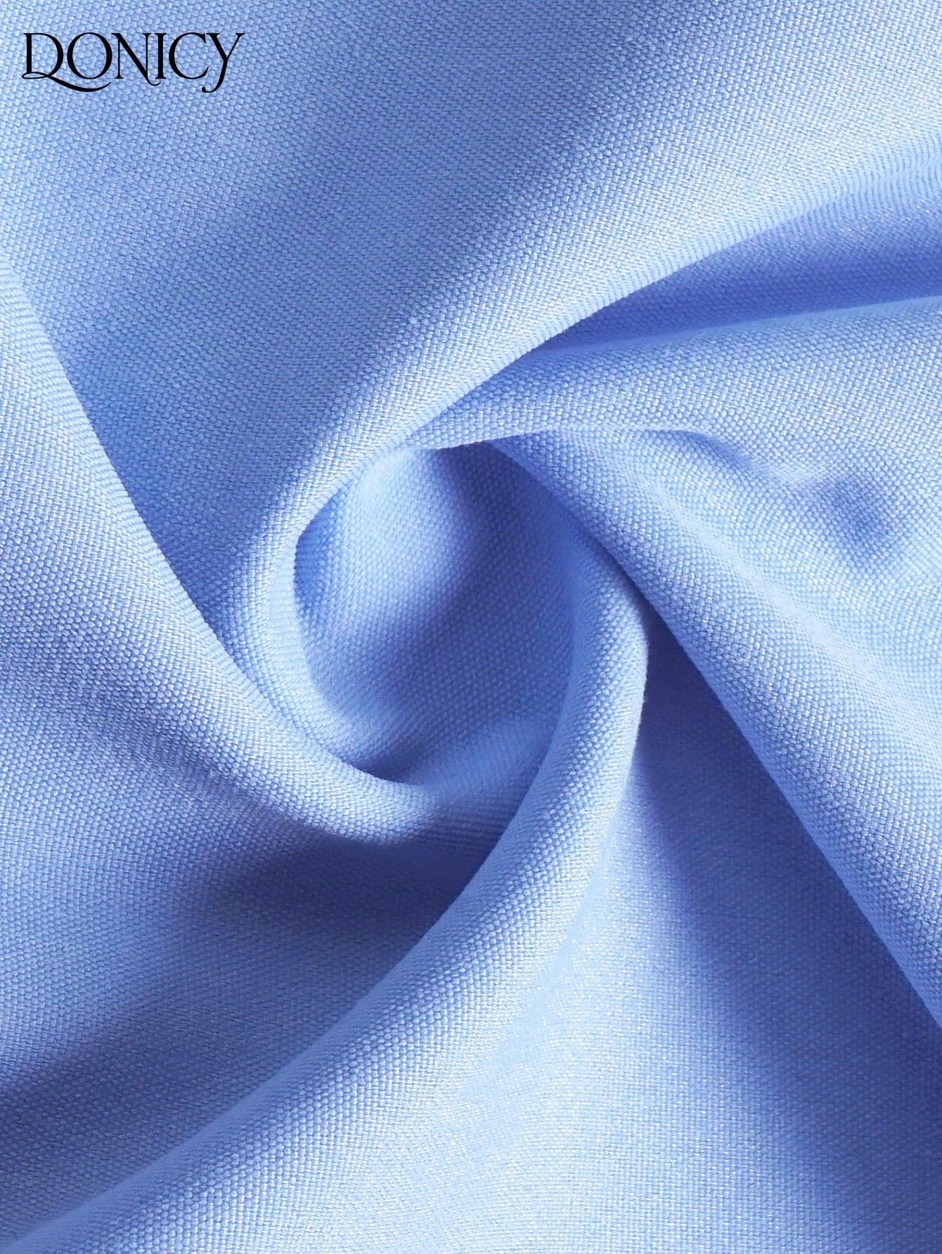 DONICY Women's Light Blue High Waist A-Line Skirt With Button Detail And Pleated Hem, Suitable For Casual And Office Wear In Spring