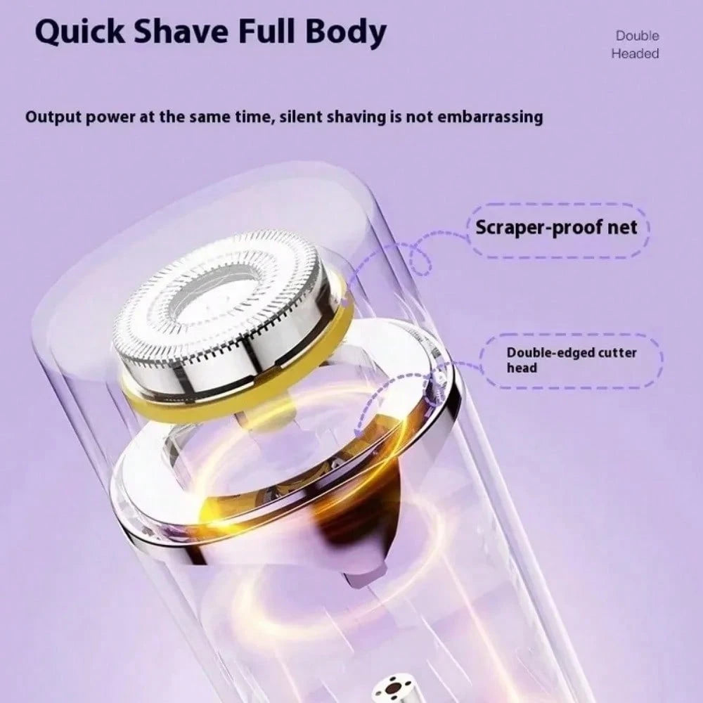 Double Beard Grooming Head Multi-Function Epilator USB Rechargeable Painless Women Hair Remover Mini Size Gentle Electric Shaver