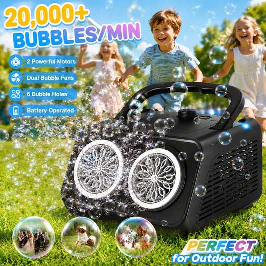 [Double Fan Bubble Machine] 1 Sets- Party Essential, Atmosphere Bubble Machine, Indoor And Outdoor Children's Toys, Wedding, Birthday, Halloween And Christmas Gifts (Excluding Batteries And Foam Liqu