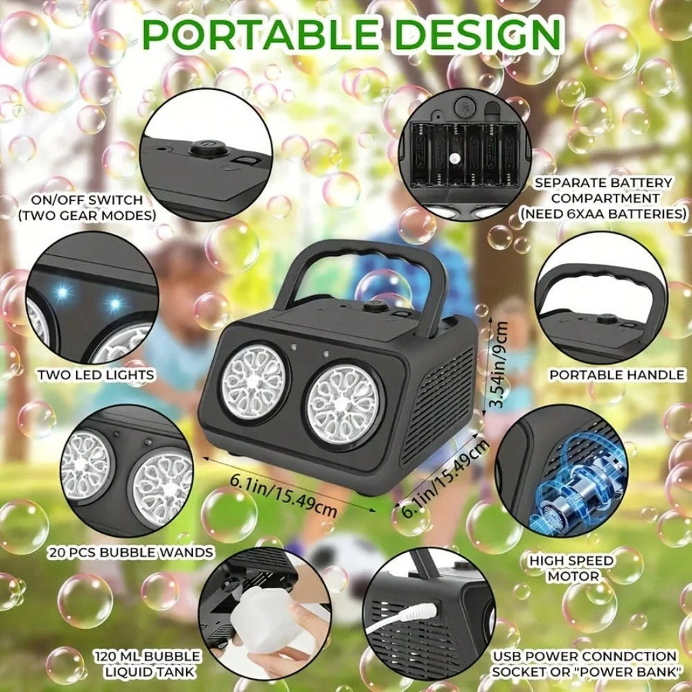 [Double Fan Bubble Machine] 1 Sets- Party Essential, Atmosphere Bubble Machine, Indoor And Outdoor Children's Toys, Wedding, Birthday, Halloween And Christmas Gifts (Excluding Batteries And Foam Liqu