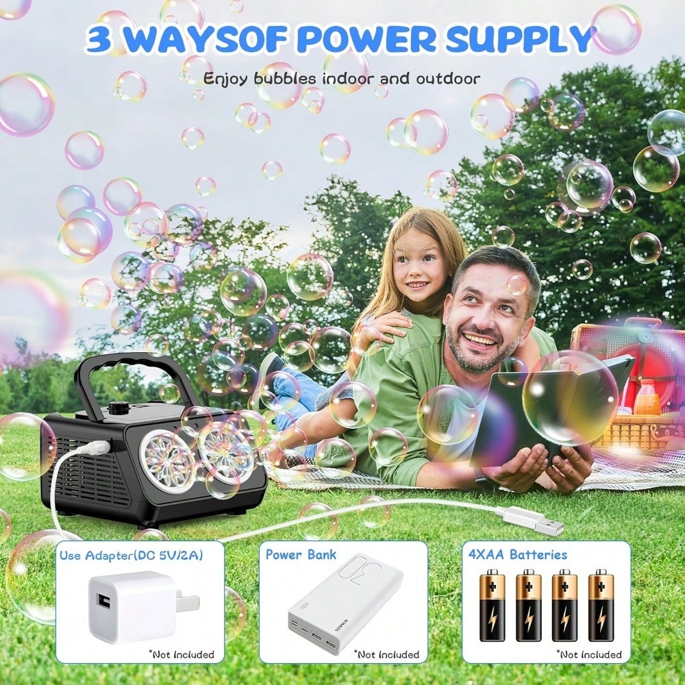 [Double Fan Bubble Machine] 1 Sets- Party Essential, Atmosphere Bubble Machine, Indoor And Outdoor Children's Toys, Wedding, Birthday, Halloween And Christmas Gifts (Excluding Batteries And Foam Liqu