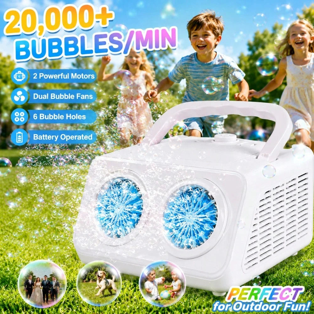 [Double Fan Bubble Machine] 1 Sets- Party Essential, Atmosphere Bubble Machine, Indoor And Outdoor Children's Toys, Wedding, Birthday, Halloween And Christmas Gifts (Excluding Batteries And Foam Liqu