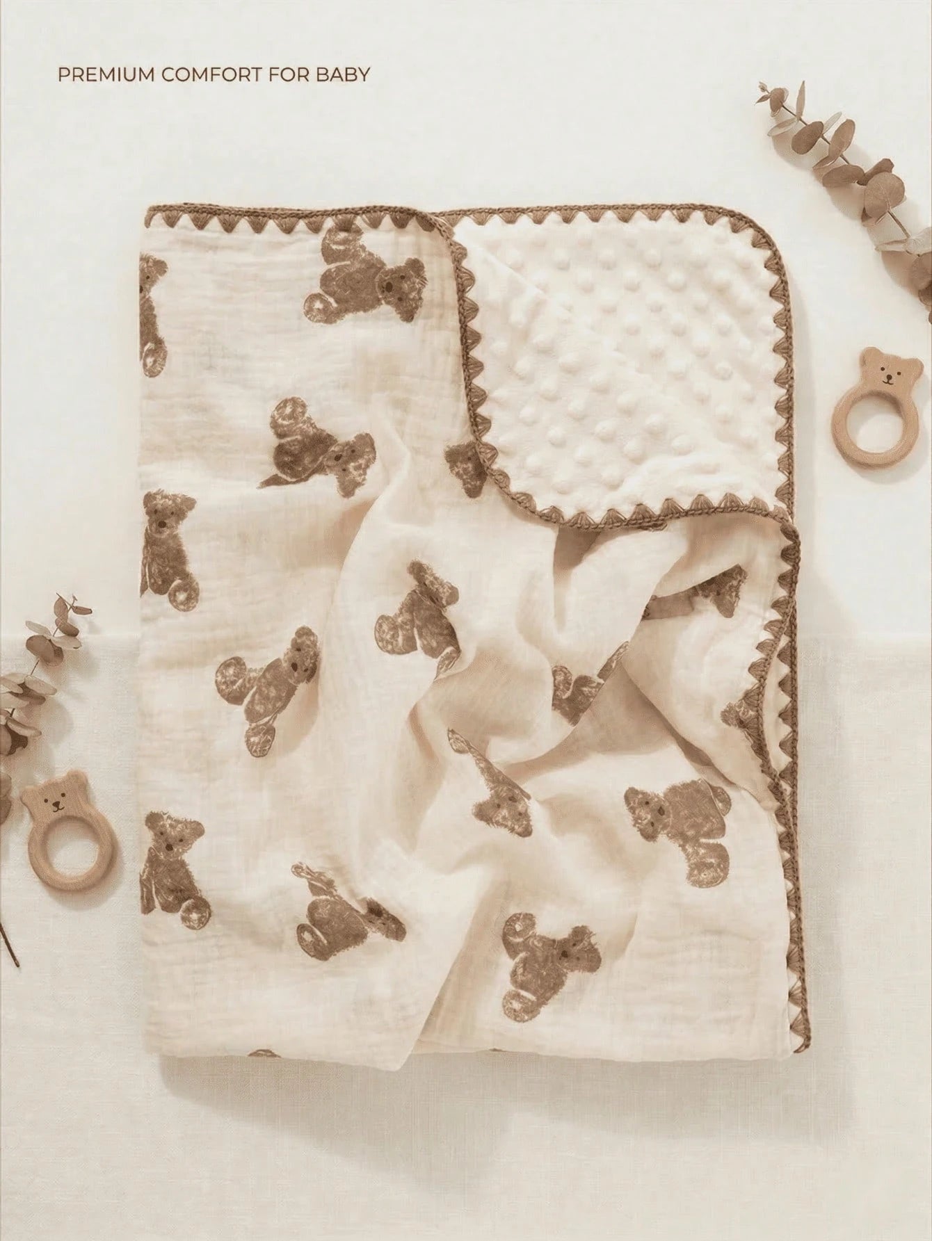 Double Layer Cotton Baby Blanket- 100x100cm Muslin Swaddle For Newborn, Breathable & Soft Receiving Blanket