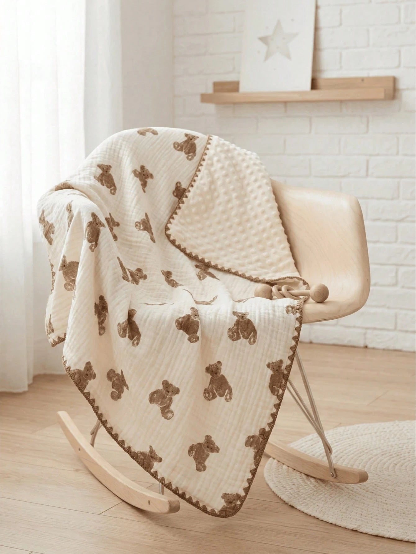 Double Layer Cotton Baby Blanket- 100x100cm Muslin Swaddle For Newborn, Breathable & Soft Receiving Blanket