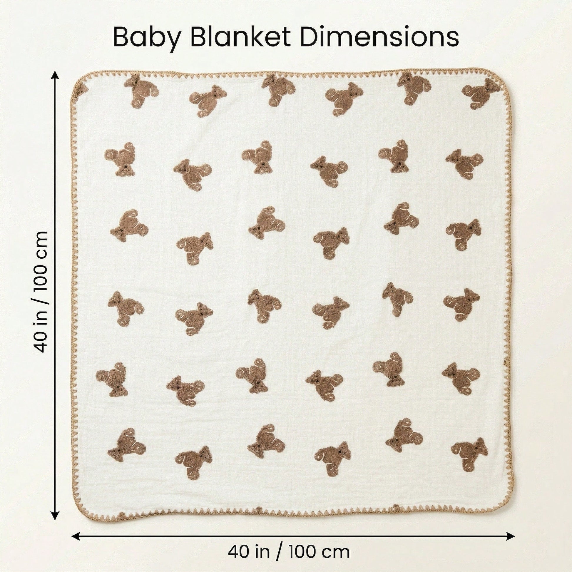 Double Layer Cotton Baby Blanket- 100x100cm Muslin Swaddle For Newborn, Breathable & Soft Receiving Blanket