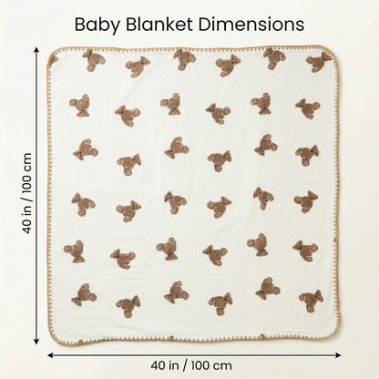 Double Layer Cotton Baby Blanket- 100x100cm Muslin Swaddle For Newborn, Breathable & Soft Receiving Blanket
