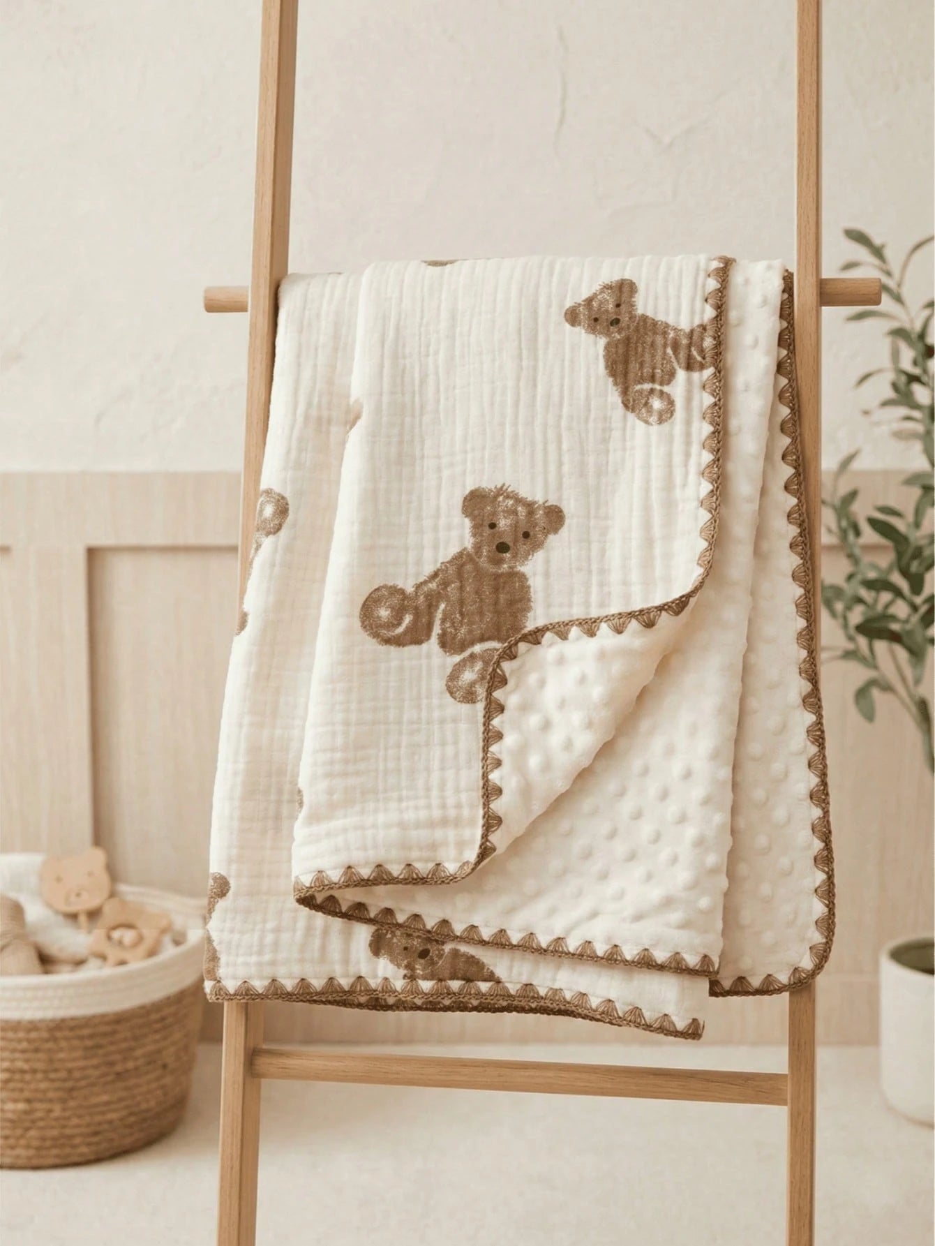 Double Layer Cotton Baby Blanket- 100x100cm Muslin Swaddle For Newborn, Breathable & Soft Receiving Blanket