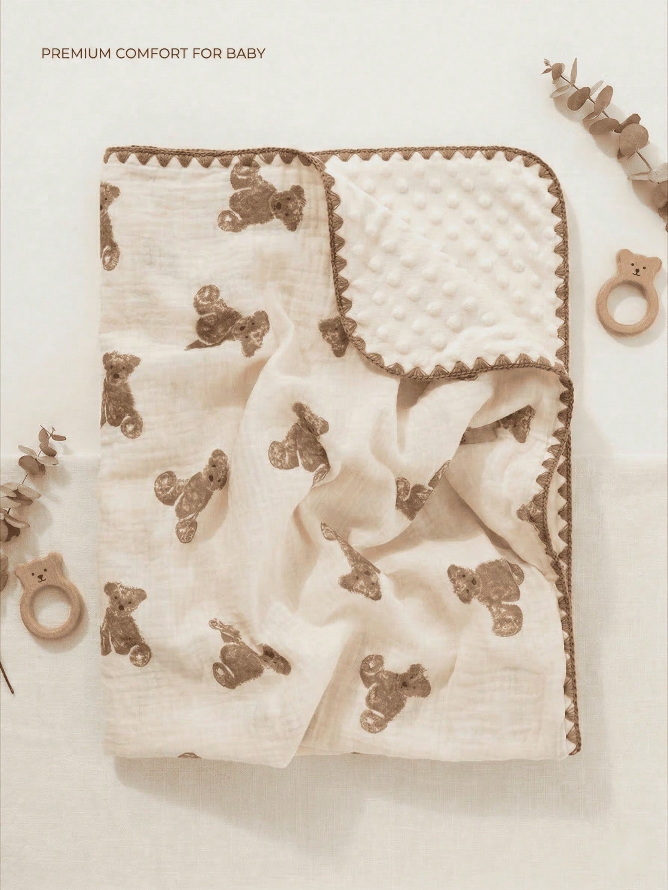 Double Layer Cotton Baby Blanket- 100x100cm Muslin Swaddle For Newborn, Breathable & Soft Receiving Blanket