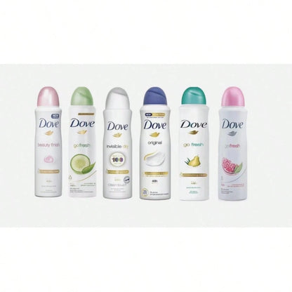 Dove Women Body Spray Variety Pack, 6 Pcs 150ml Each, Mixed Fresh Scents Daily Care Spray Set, Long Lasting Fragrance Collection For Home Travel Gym Use