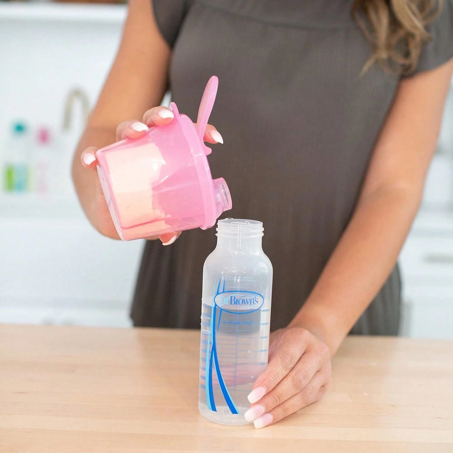Dr Brown'S Travel Formula Dispenser With Lid,- Pink- Holds 27oz