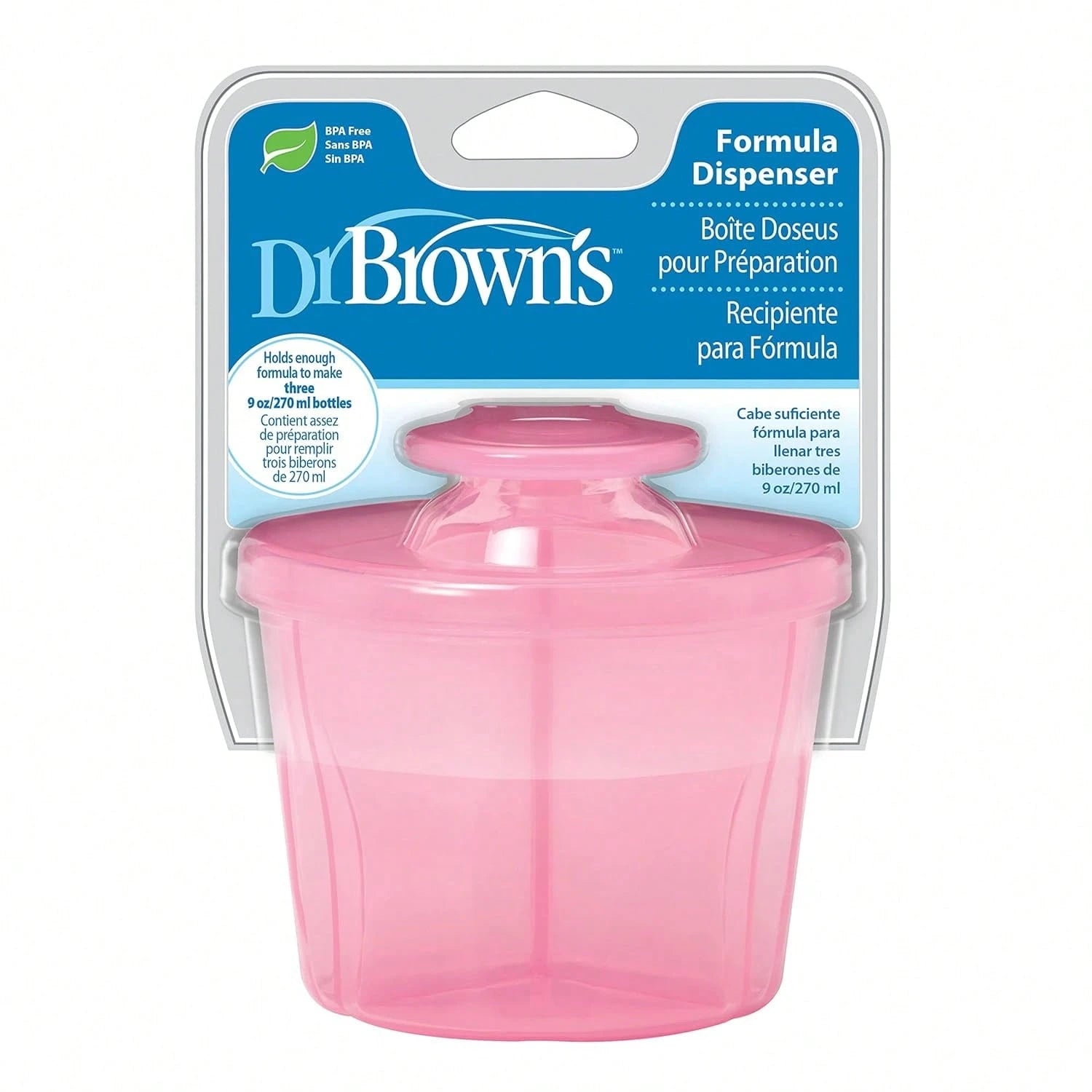 Dr Brown'S Travel Formula Dispenser With Lid,- Pink- Holds 27oz
