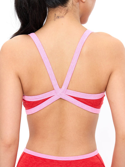 Dream Heather Contrast Sports Bra - Salsa Red