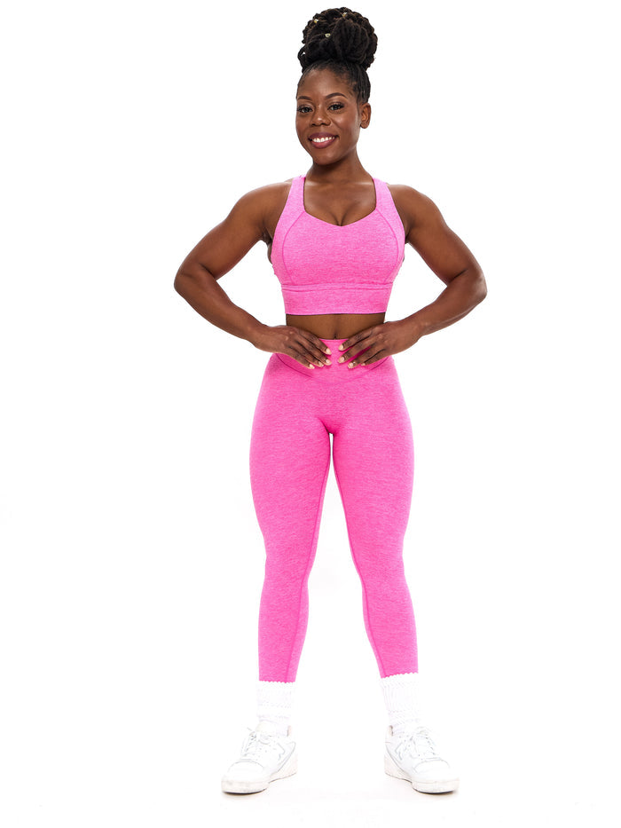 Dream Heathered Legging 26" - Candy Crush Pink