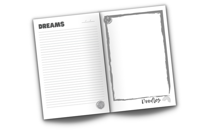 Interior - Kids Dreams and Doodles Write and Draw Artistic Journal for girls