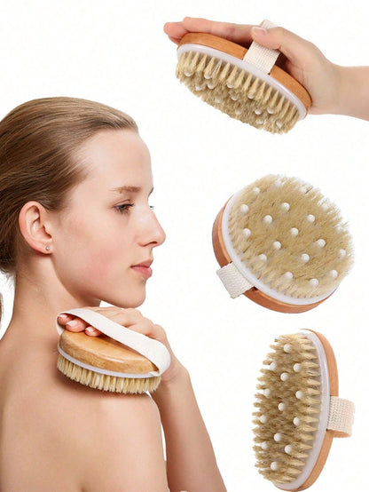 Dual-Purpose Wet & Dry Body Exfoliating Brush- Soft Bristles Gently Slough Off Dead Skin Naturally To Improve Skin Health And Radiance, A Supple Yet Sturdy Natural Massage Brush