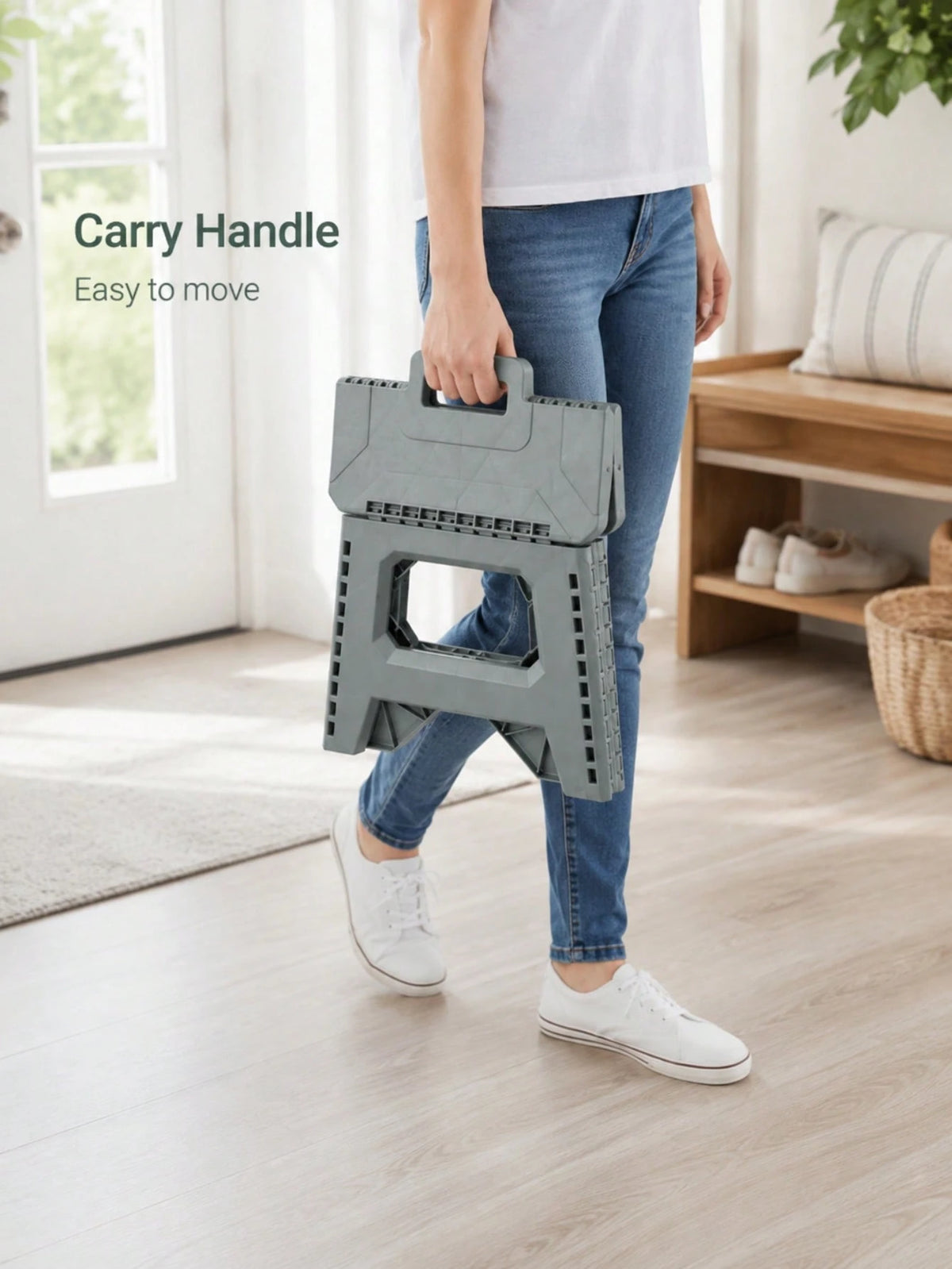 Durable And Foldable Plastic Step Stool, Easy To Carry, Space-Saving, Suitable For Adults And Families, Multi-Purpose Shoe Changing Stool, Folding Stool, Suitable For Indoor Places Such As Home, Kitch