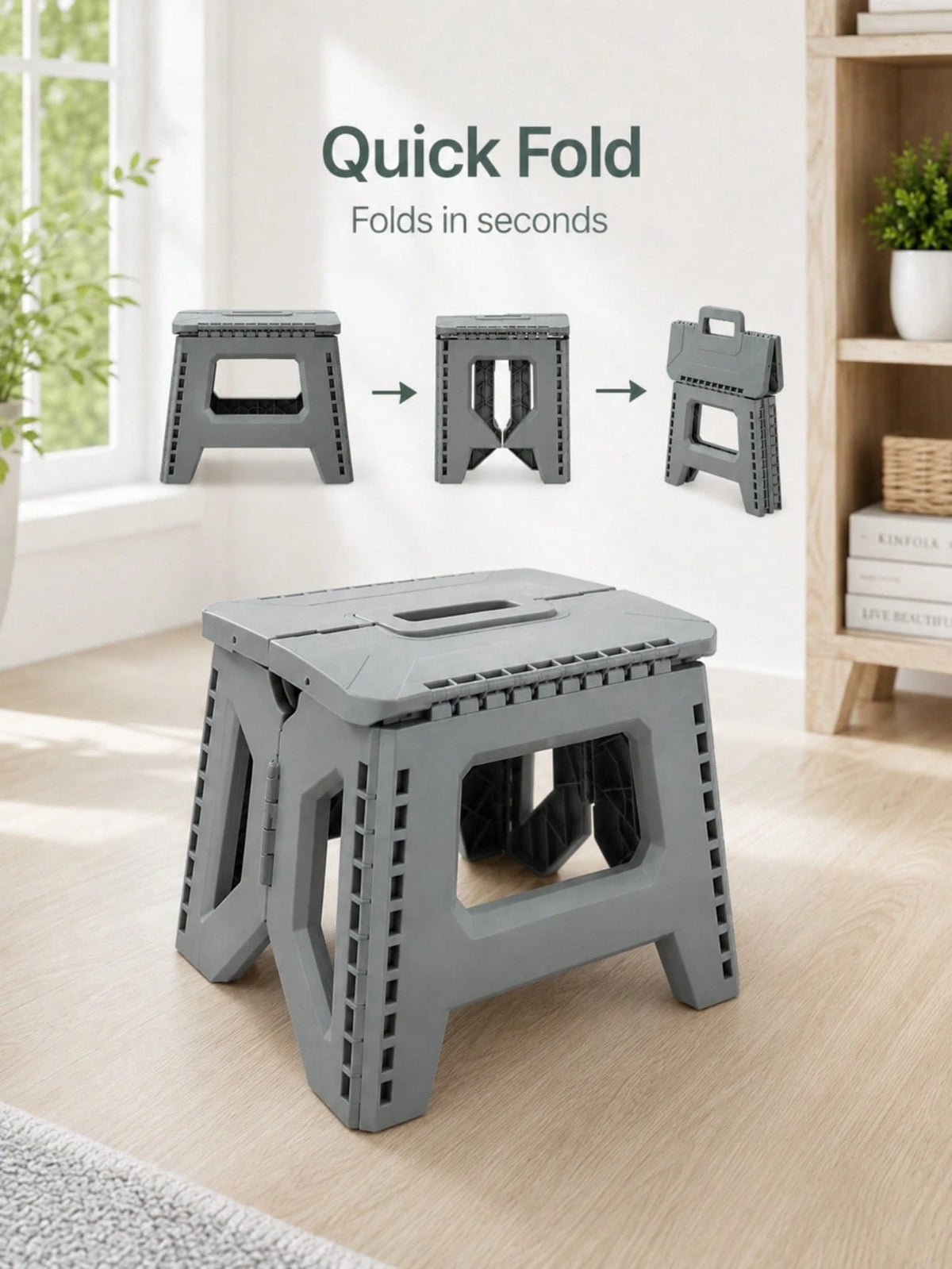 Durable And Foldable Plastic Step Stool, Easy To Carry, Space-Saving, Suitable For Adults And Families, Multi-Purpose Shoe Changing Stool, Folding Stool, Suitable For Indoor Places Such As Home, Kitch