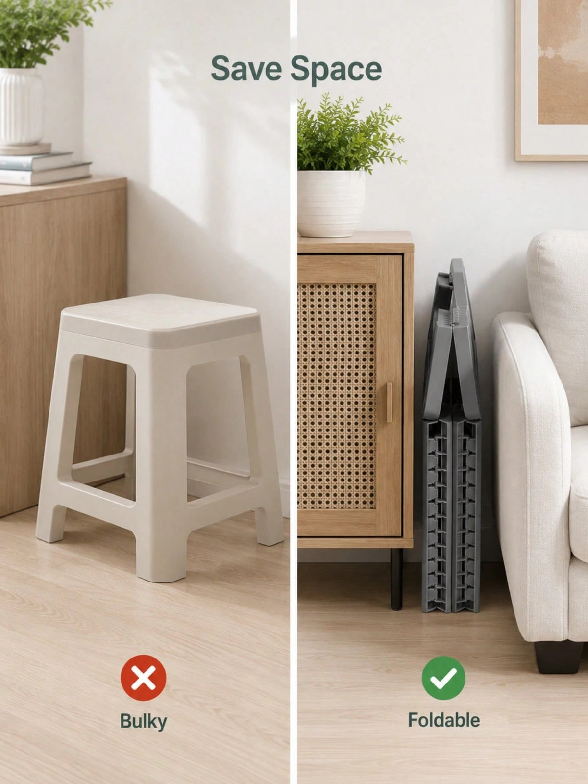 Durable And Foldable Plastic Step Stool, Easy To Carry, Space-Saving, Suitable For Adults And Families, Multi-Purpose Shoe Changing Stool, Folding Stool, Suitable For Indoor Places Such As Home, Kitch
