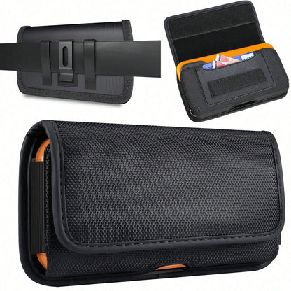 Durable Nylon Phone Waist Pouch, Compatible With IPhone 17/16/15 Pro Max & Plus, Men's Daily Waist Bag, With ID Card Holder, Fits Phone Case