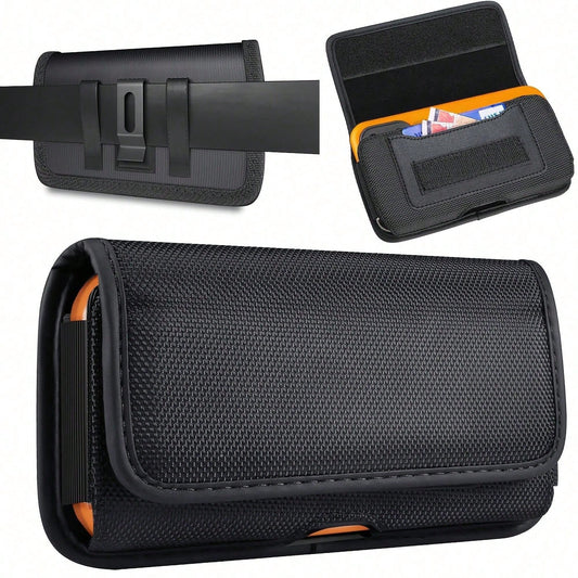 Durable Nylon Phone Waist Pouch, Compatible With IPhone 17/16/15 Pro Max & Plus, Men's Daily Waist Bag, With ID Card Holder, Fits Phone Case