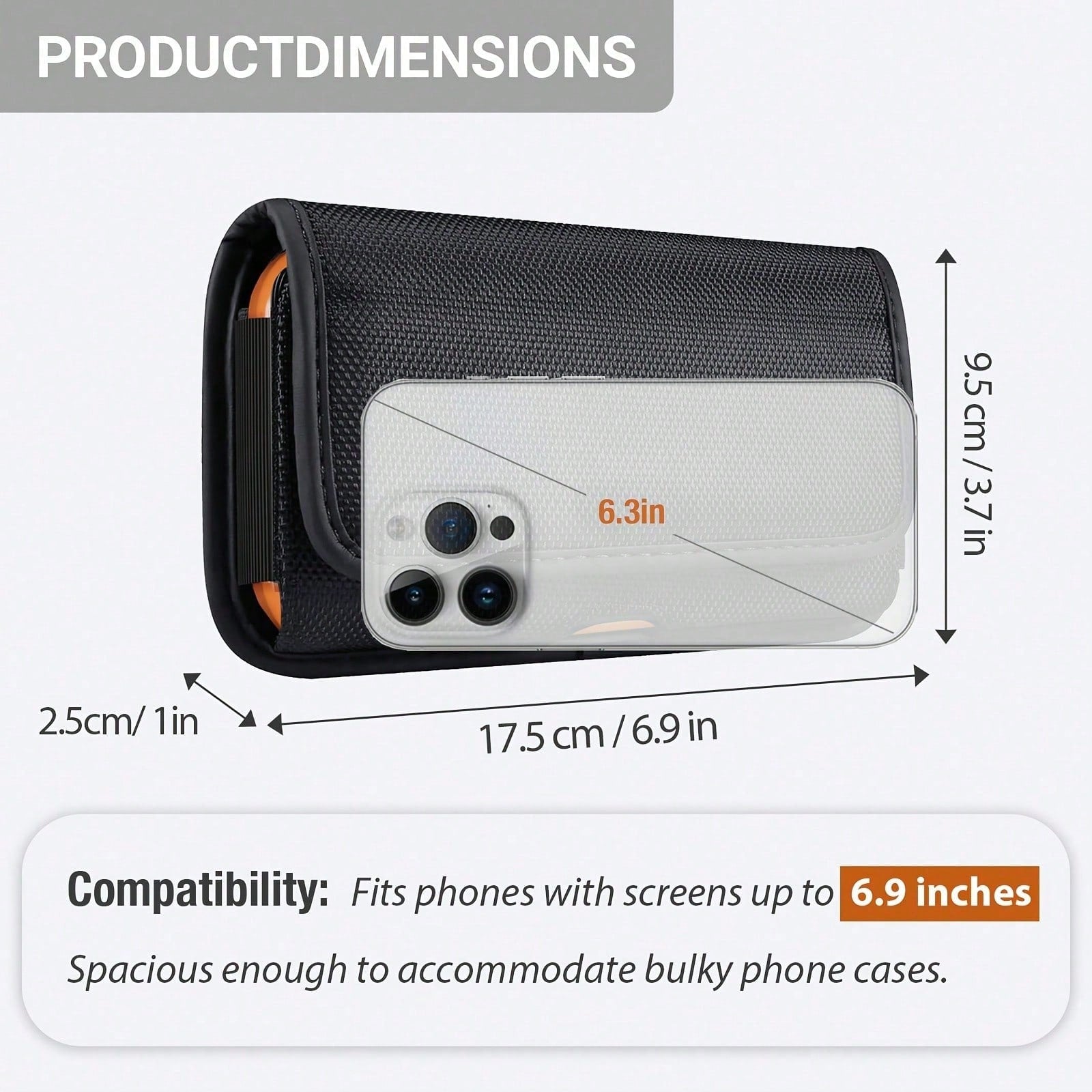 Durable Nylon Phone Waist Pouch, Compatible With IPhone 17/16/15 Pro Max & Plus, Men's Daily Waist Bag, With ID Card Holder, Fits Phone Case