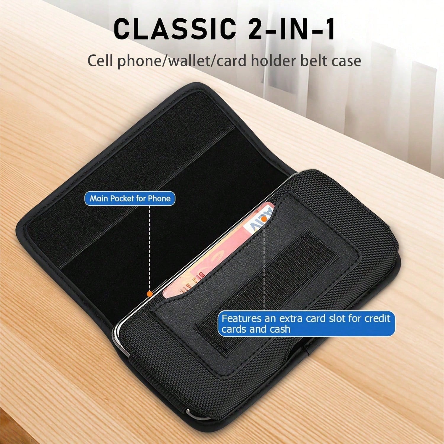 Durable Nylon Phone Waist Pouch, Compatible With IPhone 17/16/15 Pro Max & Plus, Men's Daily Waist Bag, With ID Card Holder, Fits Phone Case
