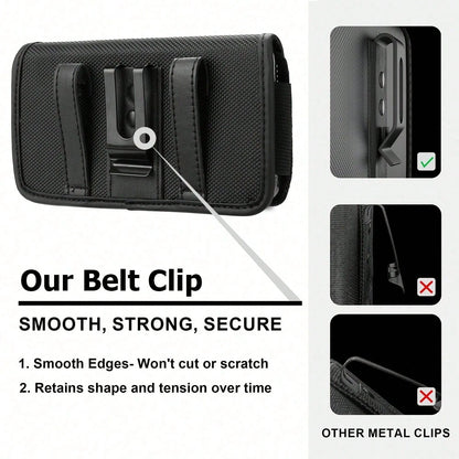 Durable Nylon Phone Waist Pouch, Compatible With IPhone 17/16/15 Pro Max & Plus, Men's Daily Waist Bag, With ID Card Holder, Fits Phone Case