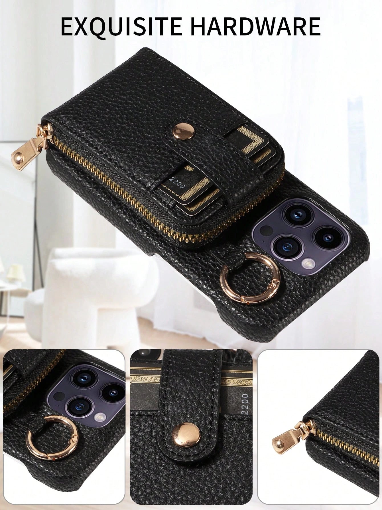 eaacaa 1pc Multi-Functional Diagonal Zipper Accordion Card Holder Wallet Case, PU Leather Phone Case Compatible With Iphone 17 Pro Max/17 Pro/17/17e/Air/16 Pro Max/16/15/14/13/12/11, Series, Anti-Fall