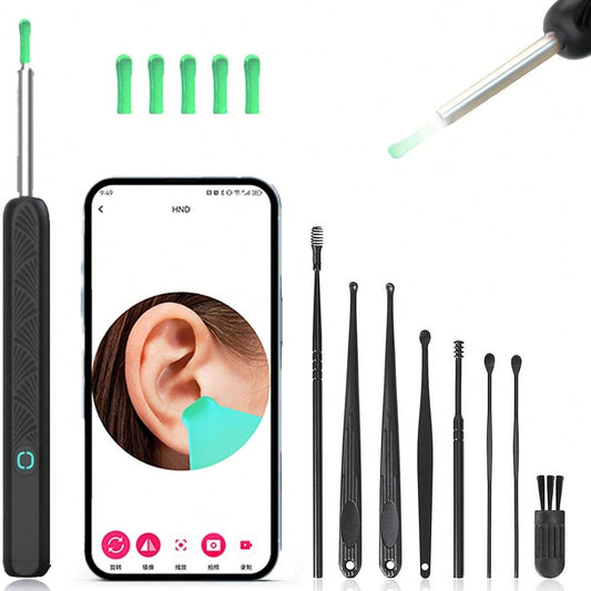 Ear Wax Removal- Earwax Remover Tool With 8 Pcs Ear Set- Ear Canal Cleaner With HD Camera- Ear Cleaning Kit With 6 Ear Spoon- 130mAh Rechargeable Ear Camera For IOS & Android