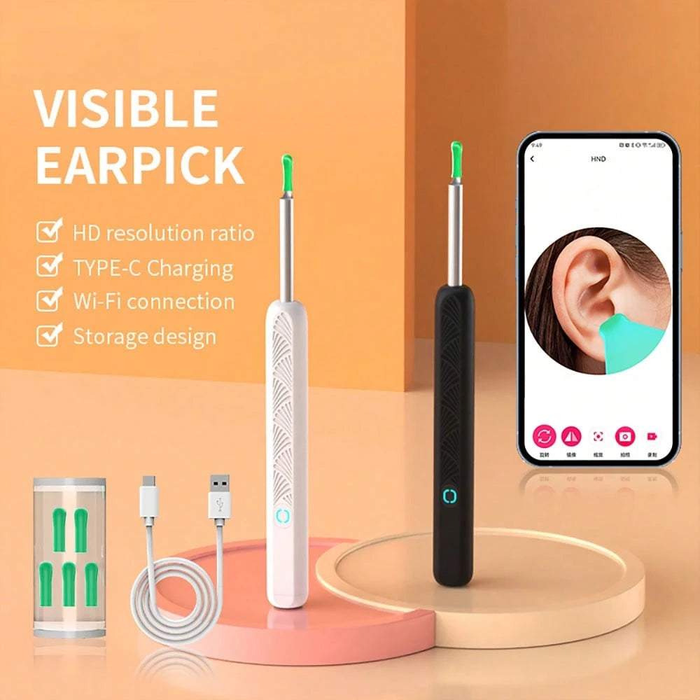 Ear Wax Removal- Earwax Remover Tool With 8 Pcs Ear Set- Ear Canal Cleaner With HD Camera- Ear Cleaning Kit With 6 Ear Spoon- 130mAh Rechargeable Ear Camera For IOS & Android