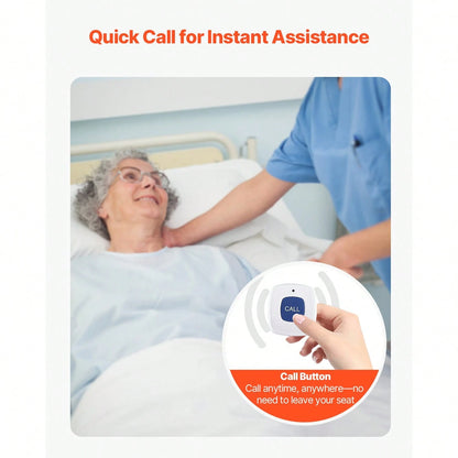 Early Alert Bed Alarm System, Wireless Bed Sensor Pad With Call Button & Pager, Pre-Alert Safety Bed Alarms And Fall Prevention For Elderly, Dementia Patients, And Adults (10 X 35-Inch)