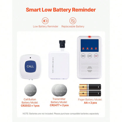 Early Alert Bed Alarm System, Wireless Bed Sensor Pad With Call Button & Pager, Pre-Alert Safety Bed Alarms And Fall Prevention For Elderly, Dementia Patients, And Adults (10 X 35-Inch)