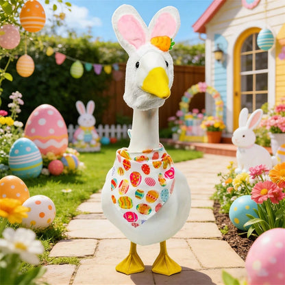 Easter Goose Outfits Lawn Goose Bunny Ears Hat And Easter Egg Bandana Set Holiday Goose Clothes For 23 Goose