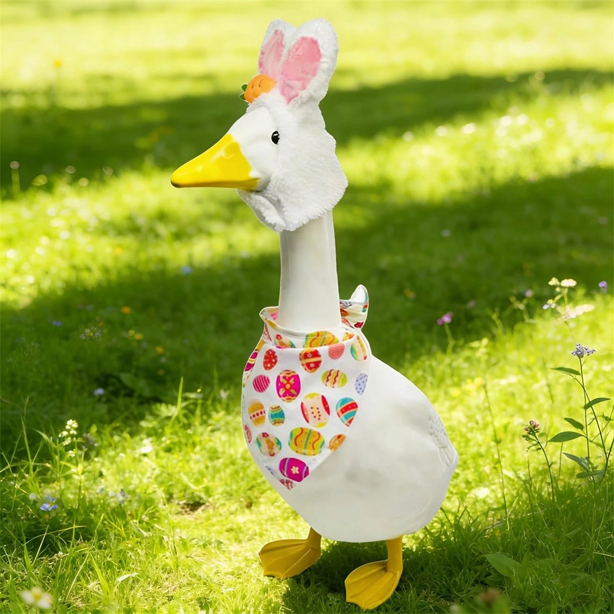 Easter Goose Outfits Lawn Goose Bunny Ears Hat And Easter Egg Bandana Set Holiday Goose Clothes For 23 Goose