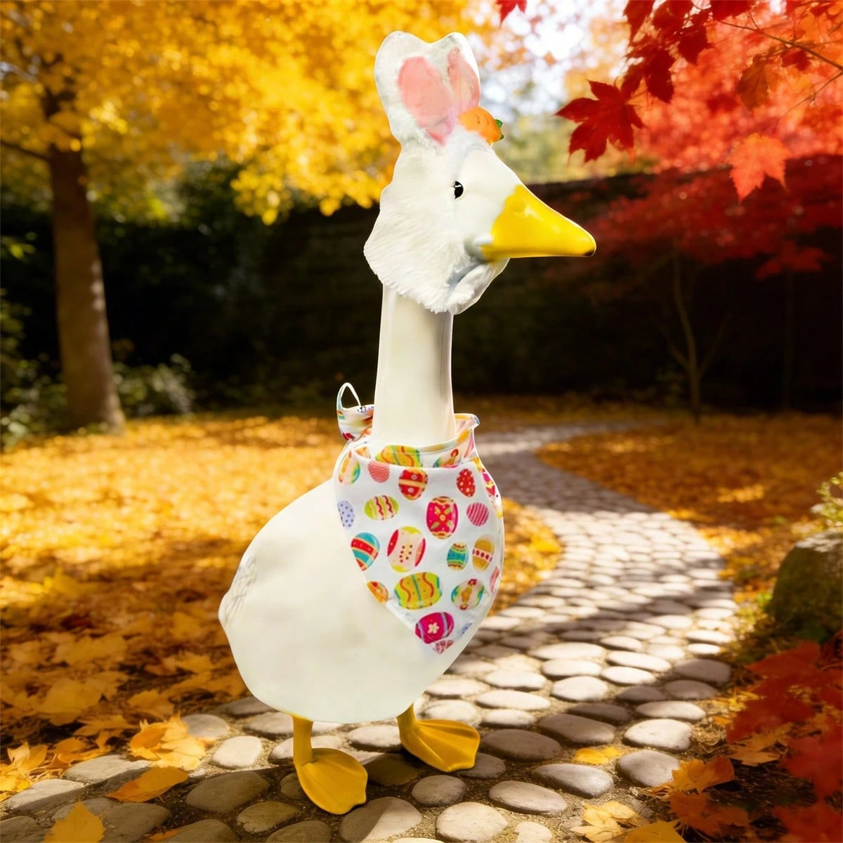 Easter Goose Outfits Lawn Goose Bunny Ears Hat And Easter Egg Bandana Set Holiday Goose Clothes For 23 Goose
