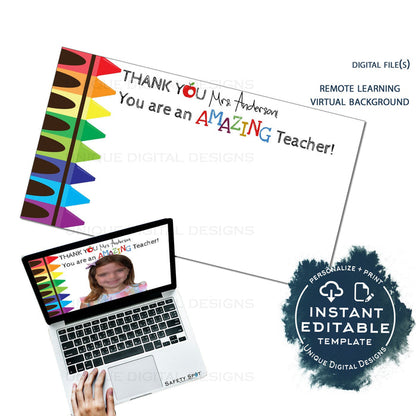 Editable Teacher Appreciation Virtual Background, Teams Virtual Background, Zoom Computer Backdrop School Staff Appreciation Week INSTANT