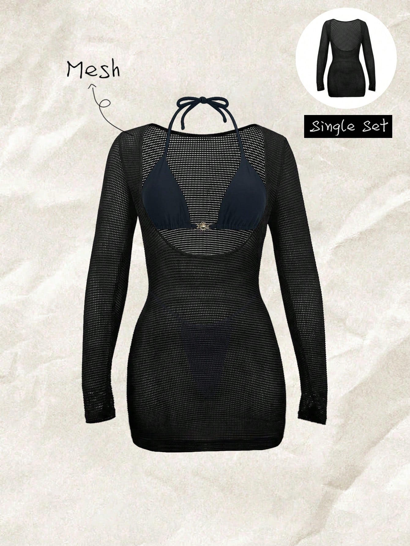 Elavelle Solid Color Fitted Mini Knit Cover Up Dress Club Outfits For Women Dress , Black Elegant