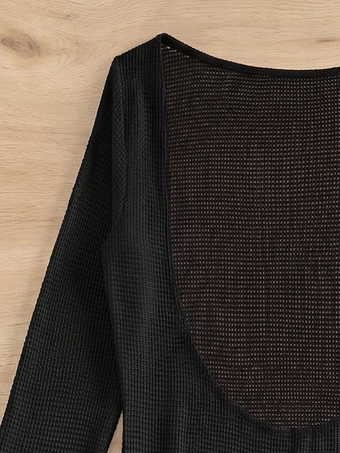 Elavelle Solid Color Fitted Mini Knit Cover Up Dress Club Outfits For Women Dress , Black Elegant