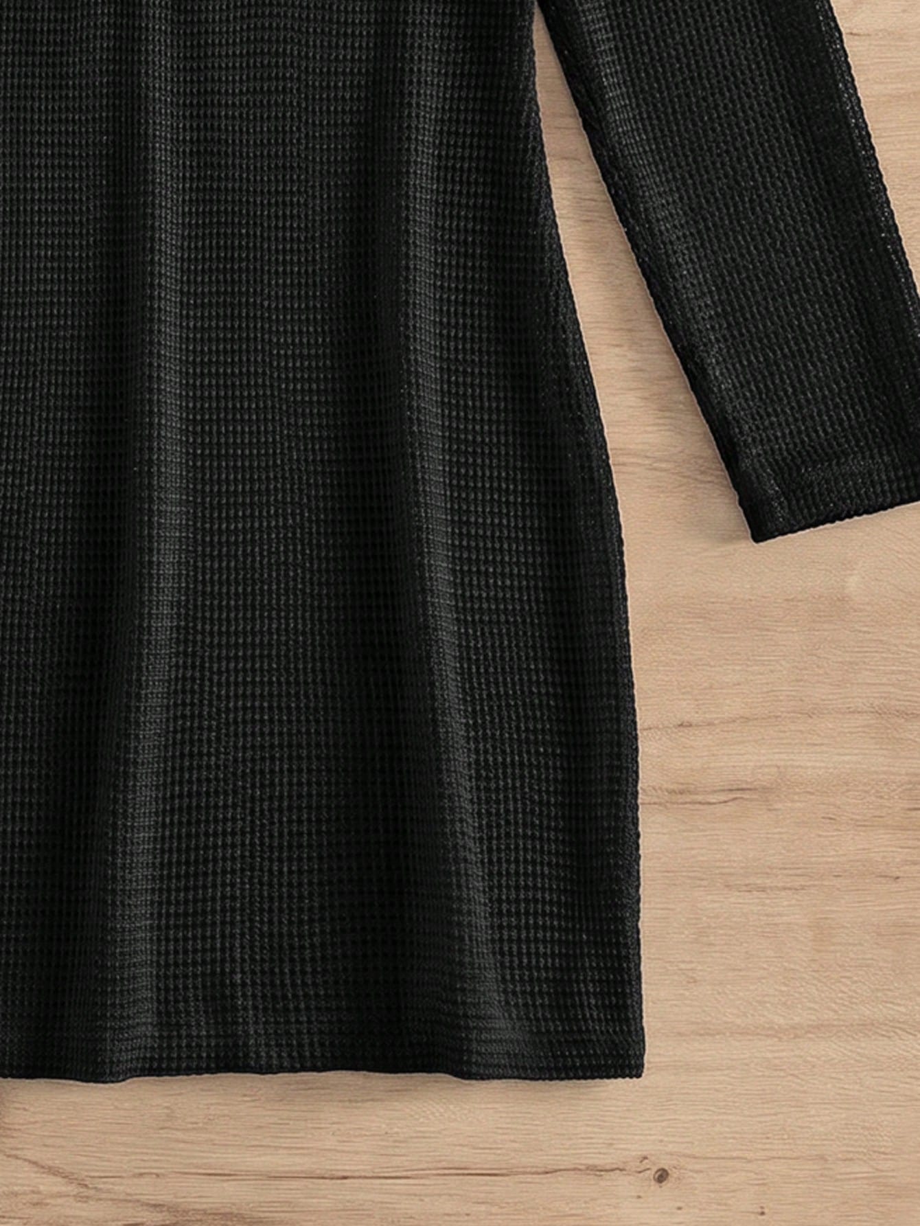 Elavelle Solid Color Fitted Mini Knit Cover Up Dress Club Outfits For Women Dress , Black Elegant