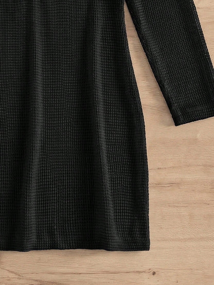 Elavelle Solid Color Fitted Mini Knit Cover Up Dress Club Outfits For Women Dress , Black Elegant