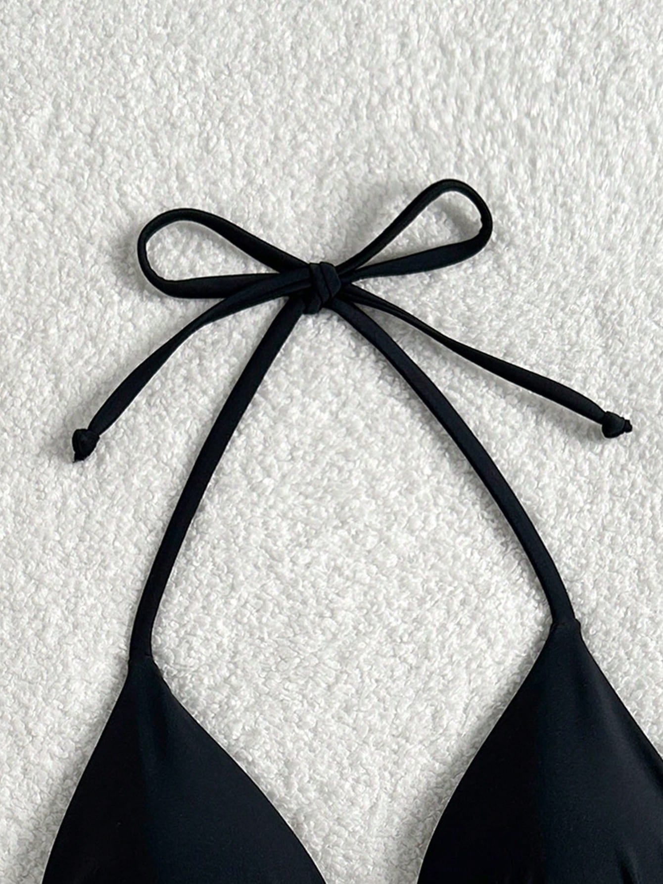 Elavelle Solid Color Halter Twist Back Bikini Top