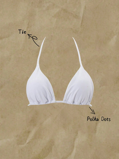 Elavelle Solid Color Halter Twist Back Bikini Top