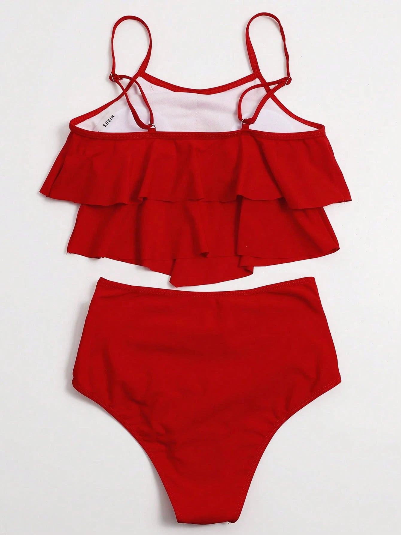 Elavelle Summer Beach Solid Tankini Set Hanky Hem Flowy Cami Top & Ruched High Waisted Bottom 2 Piece Bathing Suit