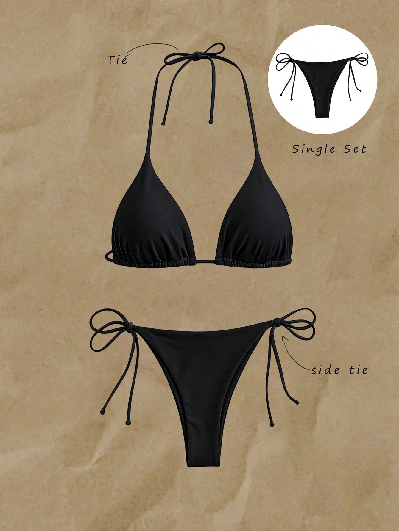 Elavelle Summer Beach Tie Side Bikini Thong