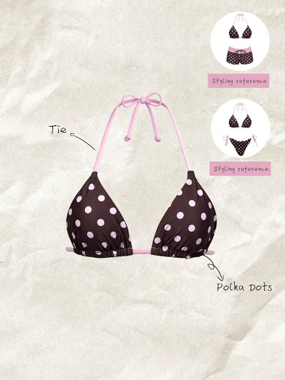 Elavelle Women's Spring/Summer Random Print Halter Bikini Top