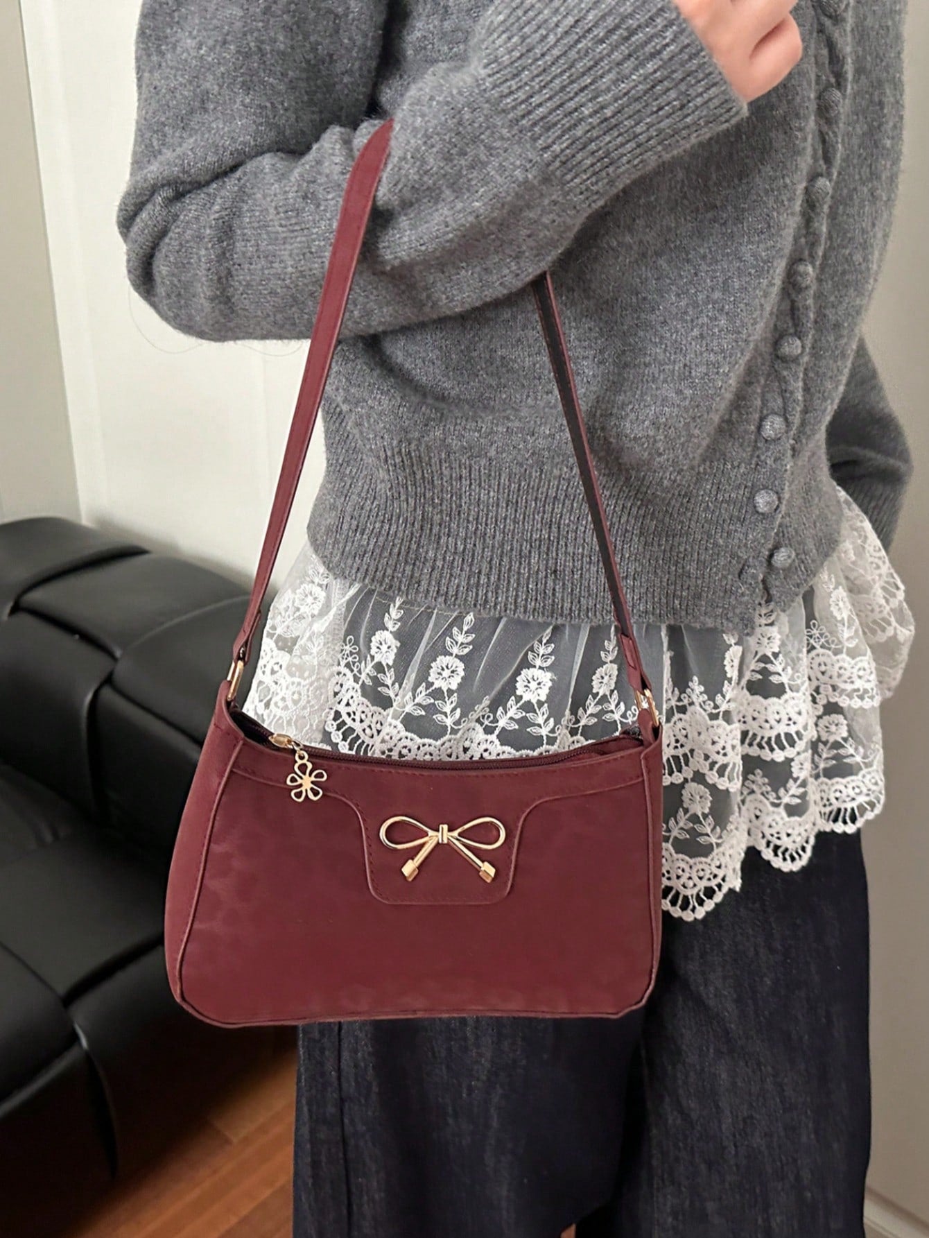 Elegant Crescent Underarm Shoulder Bag, Women's Fashion Casual Solid Color Underarm Bag