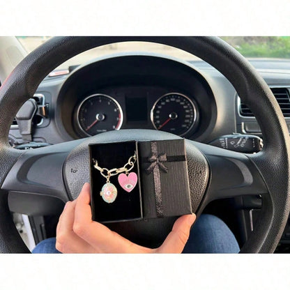 Elegant Decorative Car Steering Wheel Chains, DIY Car Decorations, Vintage Car Hanging Decorations, Enamel Openable Boxes, Car Accessories, New Product Gifts, Perfectly Match Any Car Interio